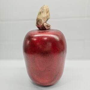 Wooden Red Delicious Apple Decor w/ Wood Stem, Rustic Farmhouse, Country - 8”H